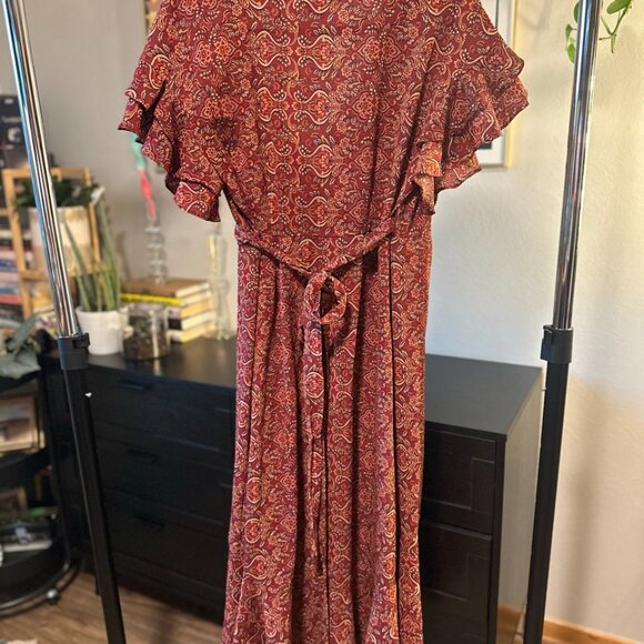 Max Studio Ruffle Crepe High/Low Wrap Midi Dress - Picture 3 of 4